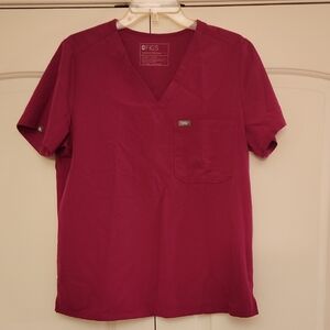Figs Women's Deep Pink V-Neck Shirt